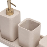 Kit para Banheiro Minimal em Polirresina Bege 4 Peças
